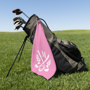 Serviette De Golf Monogramme personnalisé rose