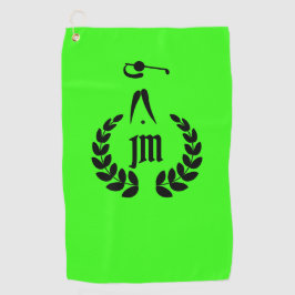 Serviette De Golf Monogramme personnalisé Vert néon personnalisé