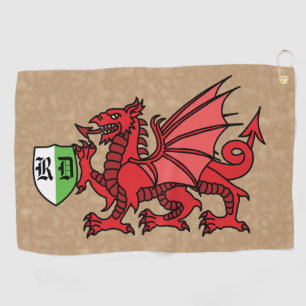 Serviette De Golf Monogramme personnalisé Welsh Dragon