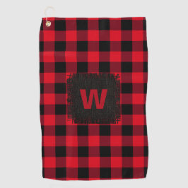 Serviette De Golf Monogramme plaqué de buffle rouge rustique initial