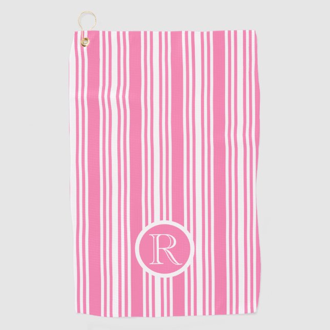 Serviette De Golf Monogramme rose blanc Motif (Devant)
