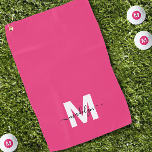 Serviette De Golf Monogramme Rose Foncé