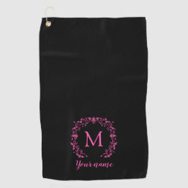 Serviette De Golf monogramme rose girly avec votre nom