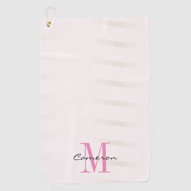 Serviette De Golf Monogramme rose initial et nom personnalisé (Devant)