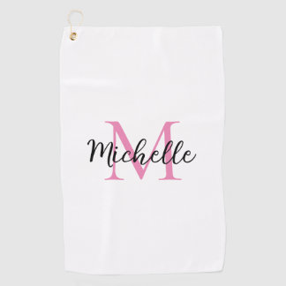 Serviette De Golf Monogramme rose Prénom Personnalisé
