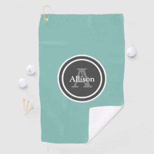 Serviette De Golf Monogramme Turquoise Nom personnalisé Femmes 