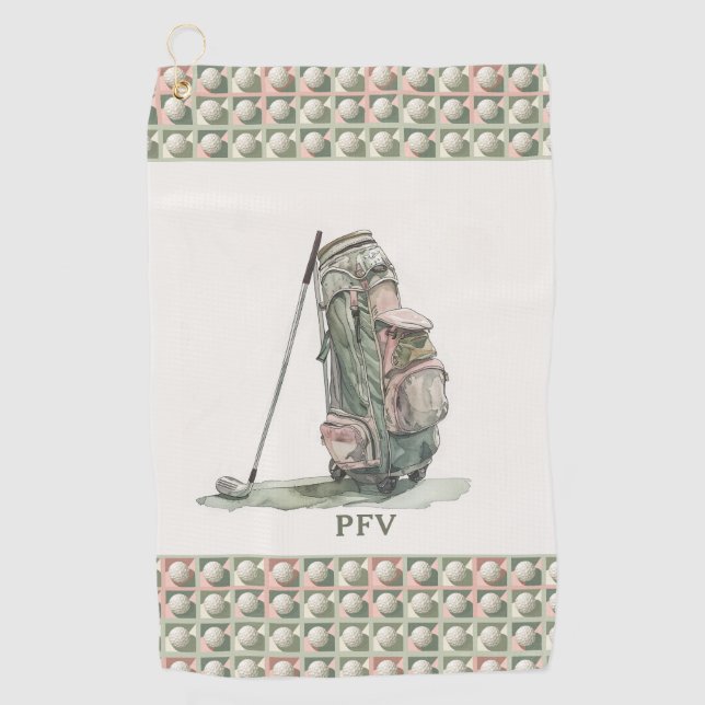 Serviette De Golf Monogrammed Golf Ball Motif Lady's (Devant)