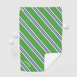 Serviette De Golf Monogrammes 3 lettres Grandes vertes et bleues