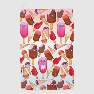 Serviette De Golf Monogrammes de Cou de Cone de Crème de glace Cute