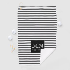 Serviette De Golf Monogrammes minimaux, gris et blancs