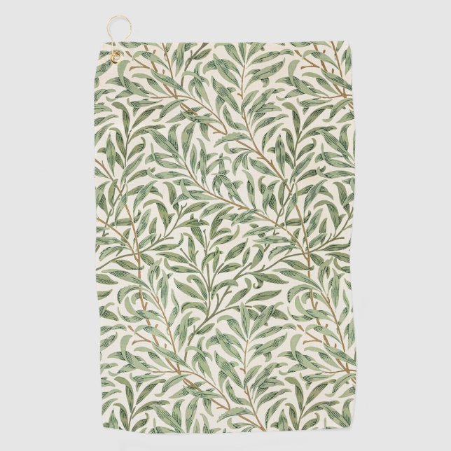 Serviette De Golf Morris - Saule d'antiquité feuilles & Branches Mot (Devant)