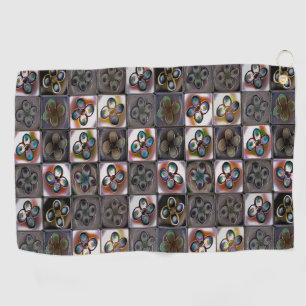 Serviette De Golf Mosaïque carré brunâtre de tuile avec dessin de fl