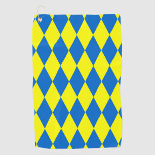 Serviette De Golf Motif à carreaux Harlequin jaune bleu