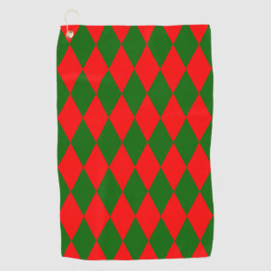 Serviette De Golf Motif à carreaux Harlequin rouge et vert