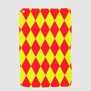 Serviette De Golf Motif à carreaux Harlequin rouge jaune