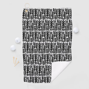 Serviette De Golf Motif à l'encre noire d'arbre de course