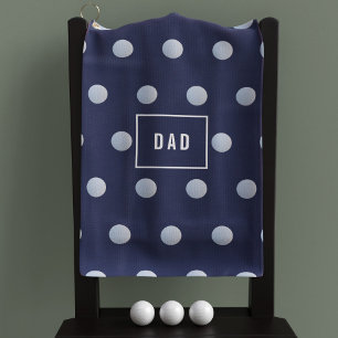 Serviette De Golf Motif à points polka bleus et blancs Papa Monogram