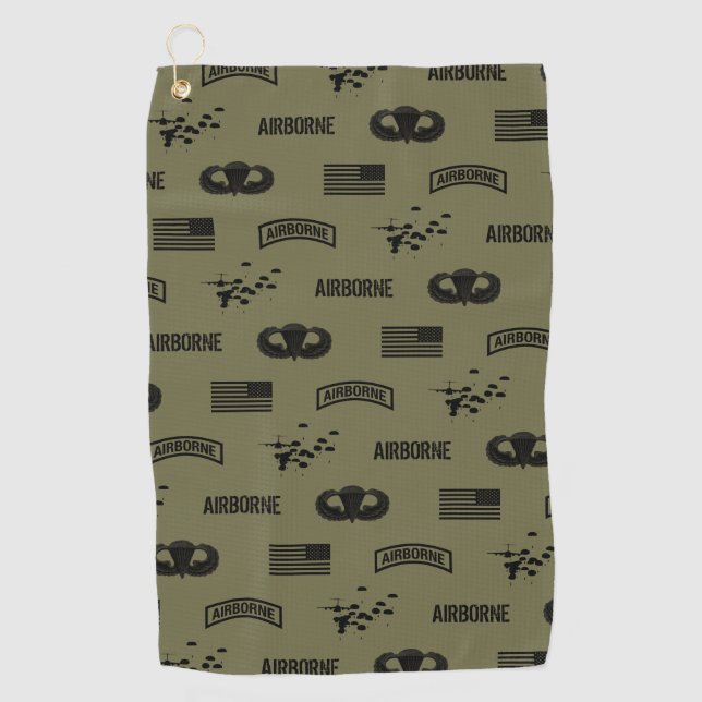 Serviette De Golf Motif aéroporté (vert) (Devant)