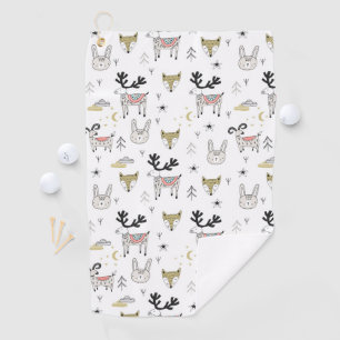 Serviette De Golf Motif animal de griffonnage de région boisée