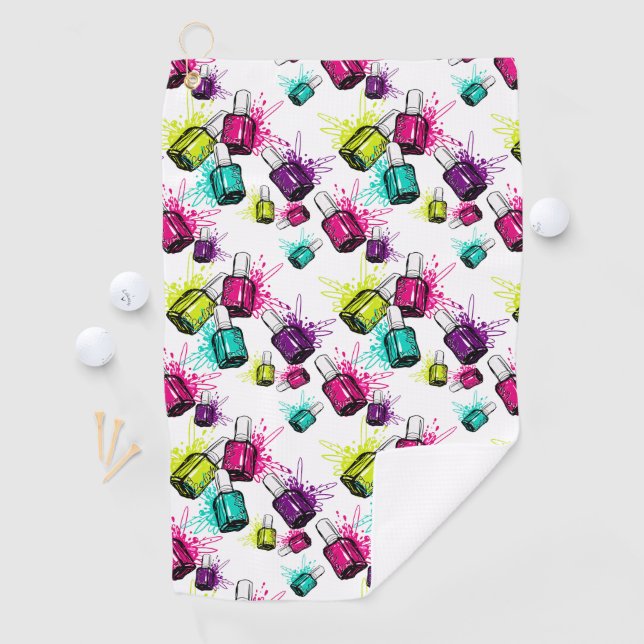 Serviette De Golf Motif au néon de vernis à ongles (En situation)