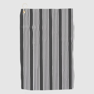 Serviette De Golf Motif blanc et charbon de bois à cinq bandes