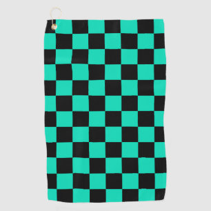 Serviette De Golf Motif chèque À damiers noir vert
