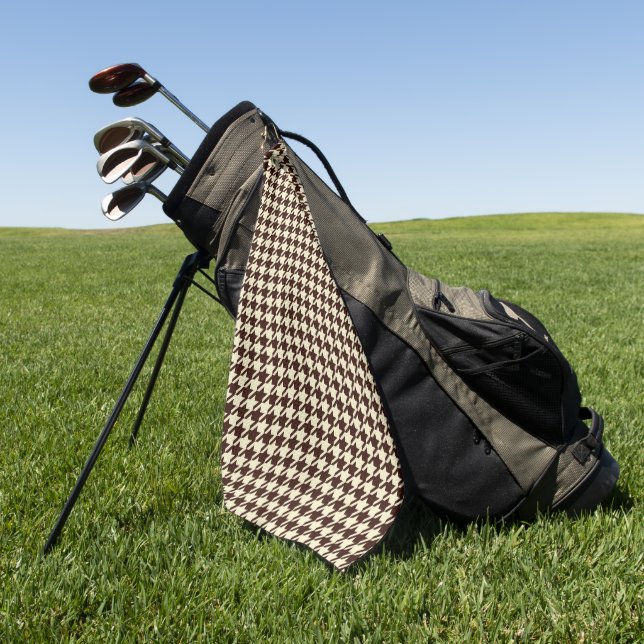 Serviette De Golf Motif classique Brown ivoire Pepita Houndstooth (Vert)