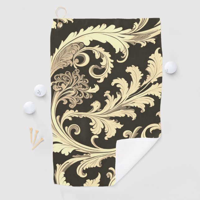 Serviette De Golf Motif d'antiquités Brown Fleur (En situation)
