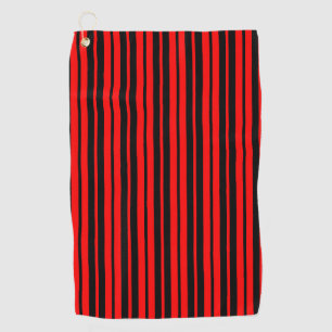 Serviette De Golf Motif de bandes verticales en noir rouge