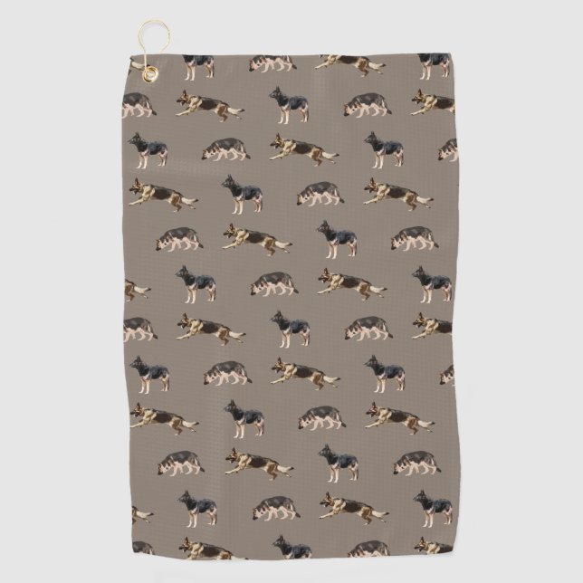 Serviette De Golf Motif de berger allemand (brun) (Devant)