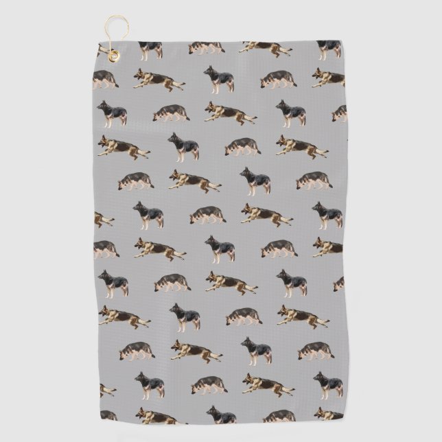 Serviette De Golf Motif de berger allemand (gris) (Devant)