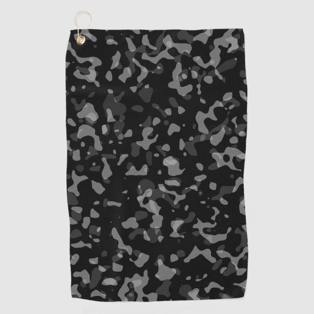 Serviette De Golf Motif de camouflage noir et gris tendance (Devant)