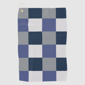 Serviette De Golf Motif de contrôle de tableau blanc gris bleu marin