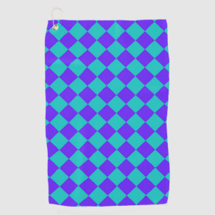 Serviette De Golf Motif de diamants turquoise Purple Checker