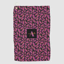 Motif de feuilles d'automne violet monogramme
