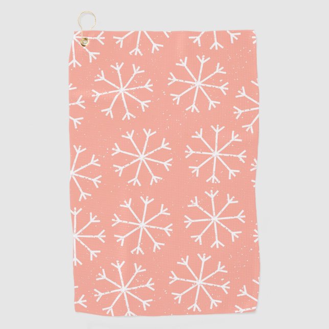 Serviette De Golf Motif de flacons de neige blanc rose (Devant)