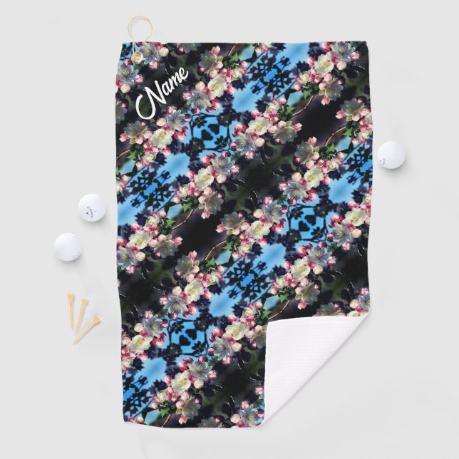 Serviette De Golf Motif de fleurs de printemps personnalisé (En situation)