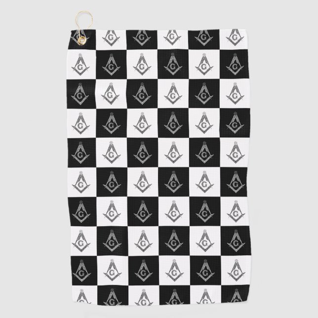 Serviette De Golf Motif de Freemason À damiers (Devant)