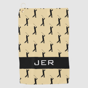 Serviette De Golf Motif de golfeur Monogramme personnalisé jaune noi