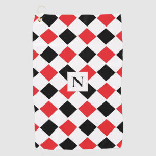 Serviette De Golf Motif de Jacquard noir et rouge Monogramme