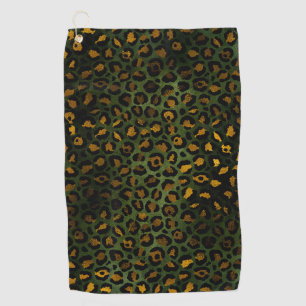 Serviette De Golf Motif de léopard guépard jaune vert jungle