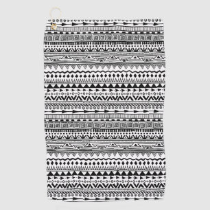 Serviette De Golf Motif de style aztèque motif noir blanc