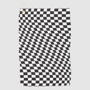 Serviette De Golf Motif de tableau de bord blanc blanc À damiers noi