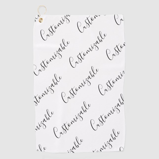 Serviette De Golf Motif de texte de script moderne modifiable | Noir (Devant)