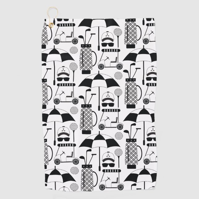 Serviette De Golf Motif d'équipements et accessoires de golf moderne (Devant)