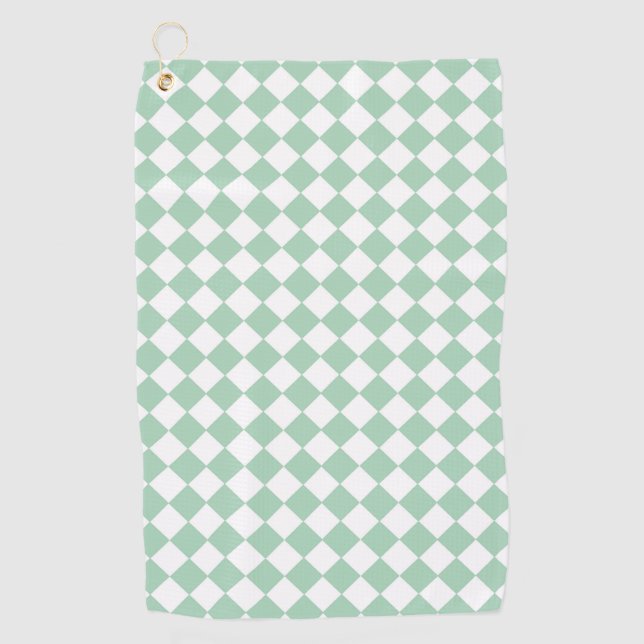 Serviette De Golf Motif diamant Green White Checker (Devant)
