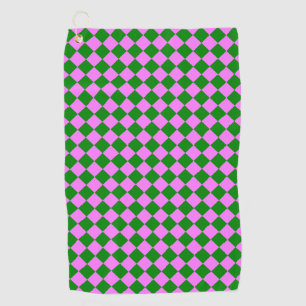 Serviette De Golf Motif diamant Pink Green Checker