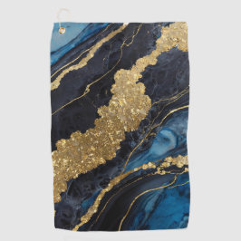 Serviette De Golf Motif en marbre bleu avec or
