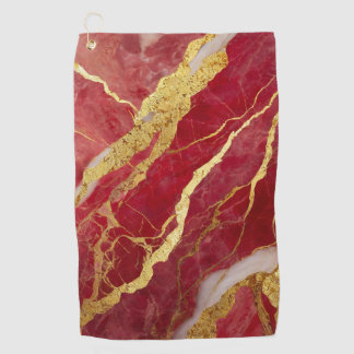 Serviette De Golf Motif en marbre rouge avec or