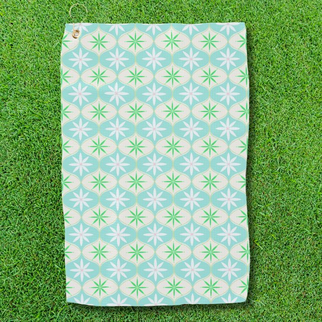 Serviette De Golf Motif en verre à l'ourlet Retro Flower & Daisy (Créateur téléchargé)